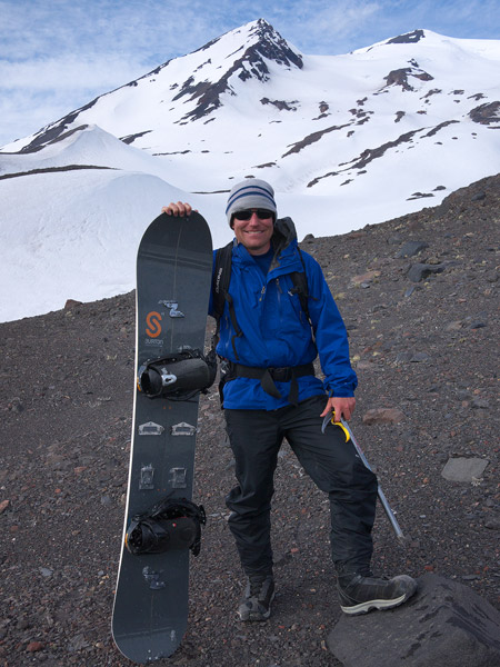 Jack and splitboard, Volcán Nevado, Chile