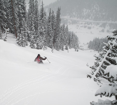 Roger Schimmel skiing some fresh powder