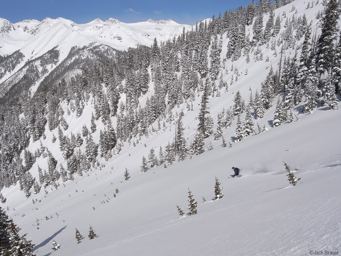 Skiing untracked powder