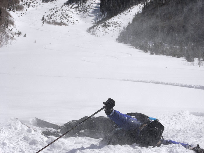 Exhausted skier