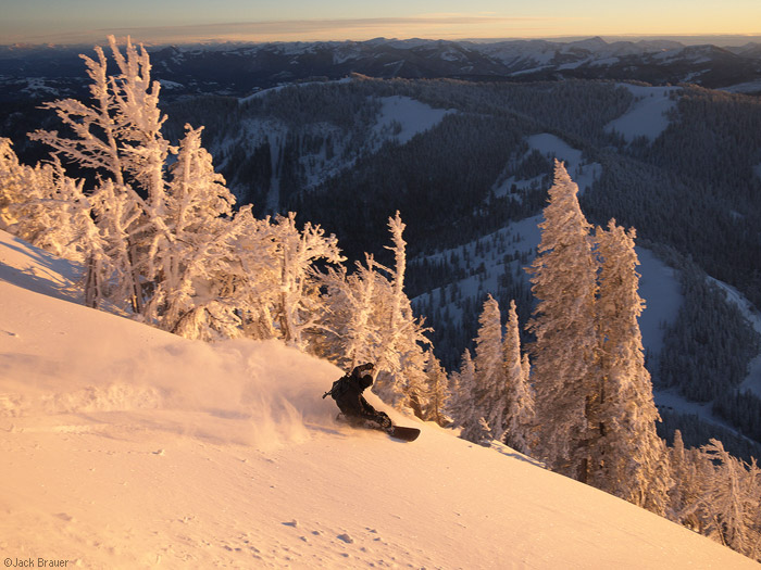 sunset snowboarding