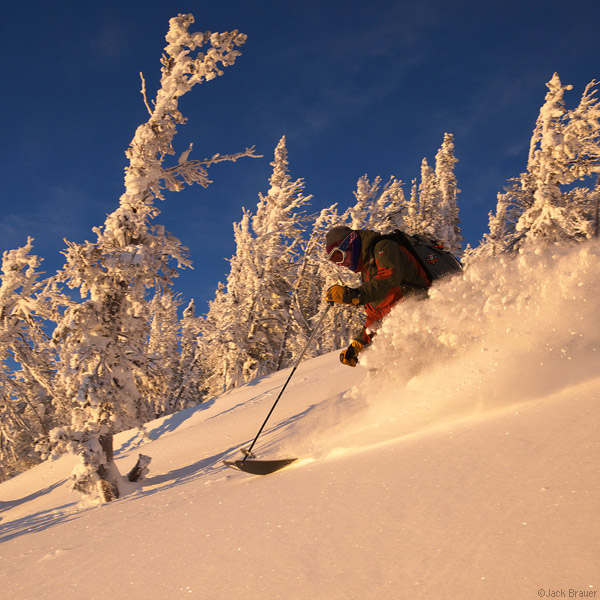 sunset skiing