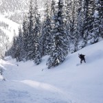 snowboarding an untracked couloir