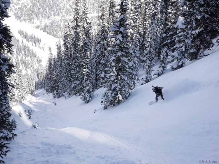 snowboarding an untracked couloir