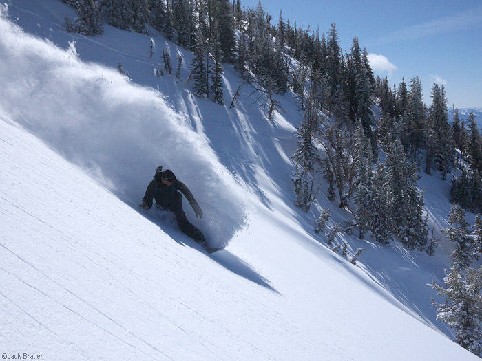 Jason King snowboards powder