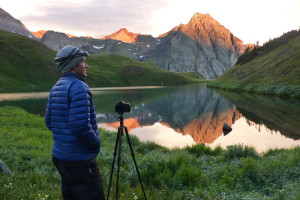Photographing the sunrise at Blue Lakes, Colorado