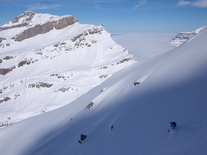 Skiing powder in Engelberg, Switzerland