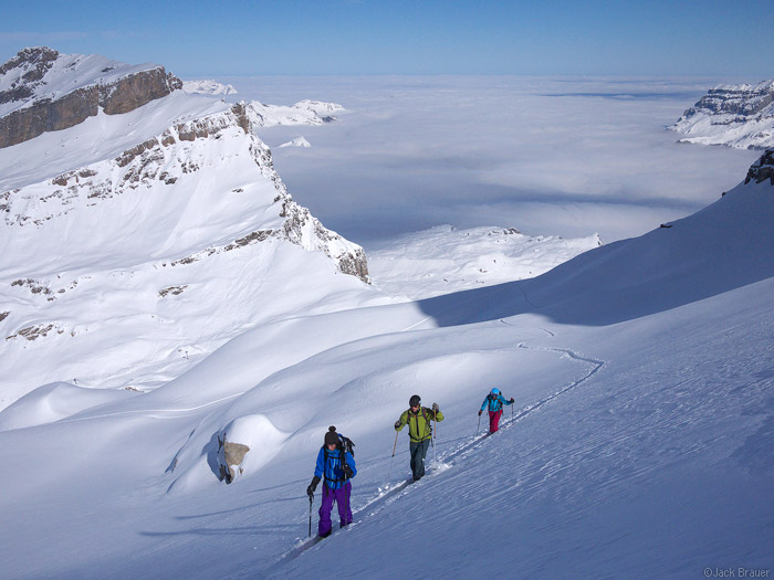 Skinning above Engelberg, Switzerland