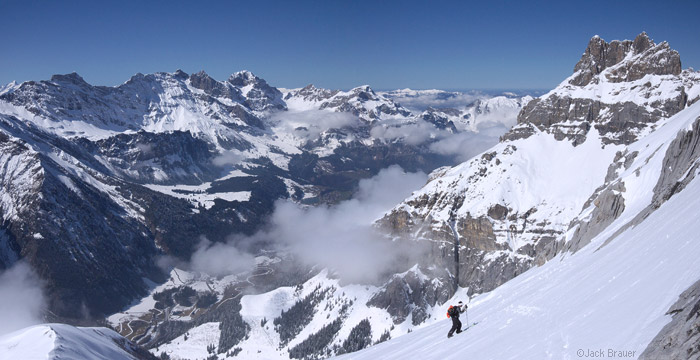 Splitboarding above Engelberg, Switzerland