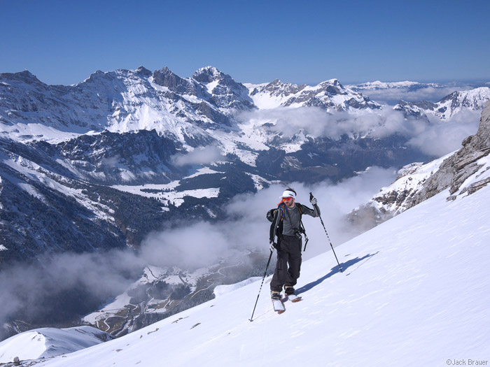Splitboarding above Engelberg, Switzerland