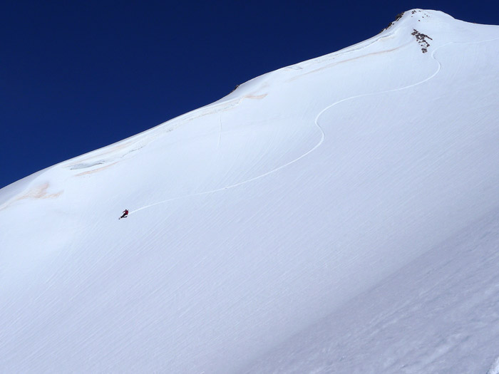 Spring snowboarding in the Elk Mountains, Colorado, May