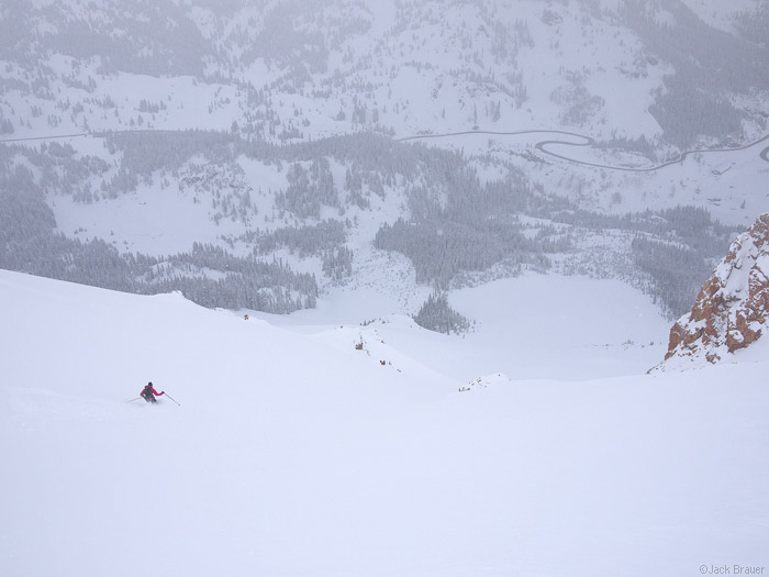 Skiing powder in the San Juan Mountains, Colorado, May