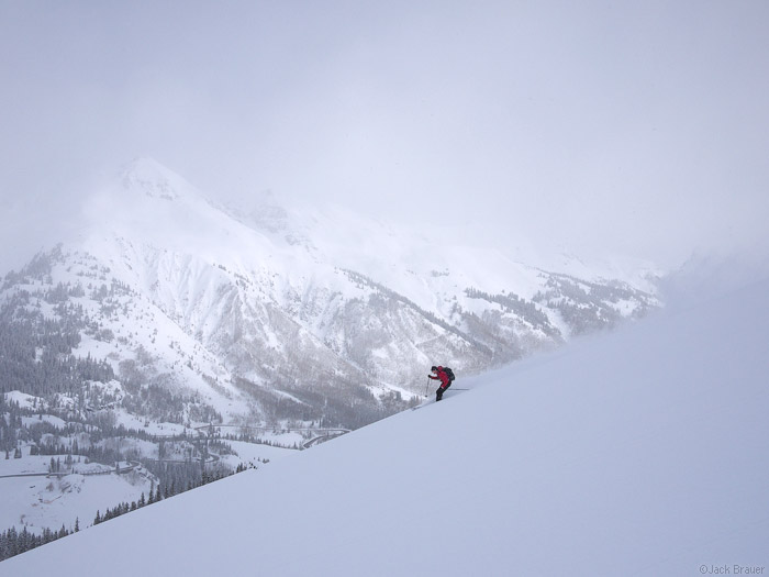 Skiing powder in the San Juan Mountains, Colorado, May