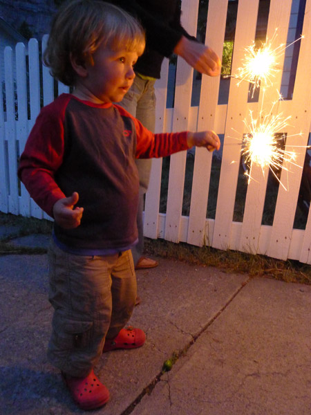 James's first sparkler