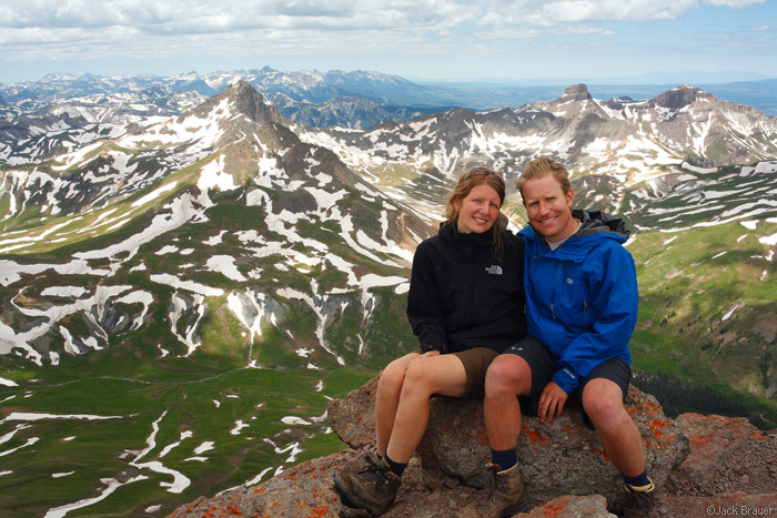 Claudia and Jack on the summit of Uncompahgre Peak