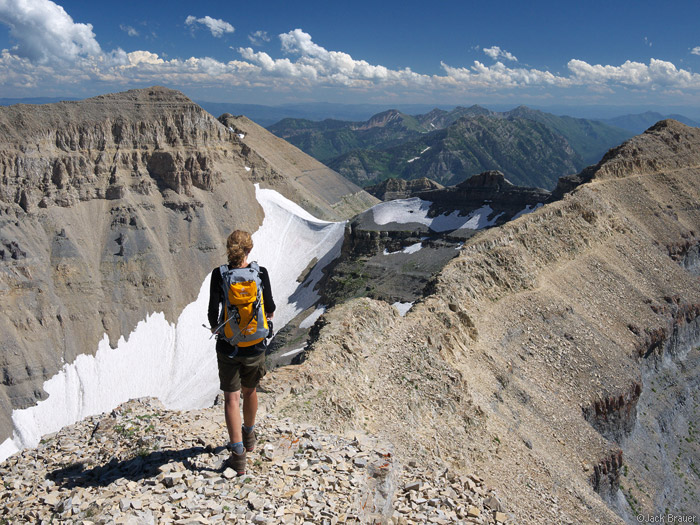 Hiking Mt. Timpanogos summit ridge, Utah