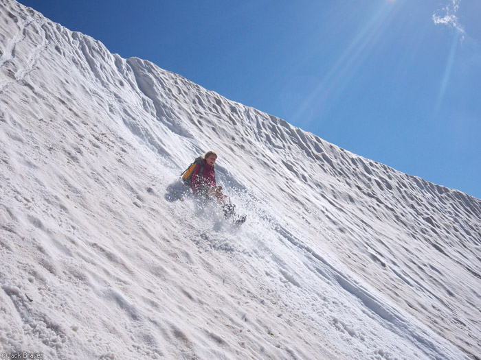 Sliding down the Mt. Timpanogos glacier, Utah