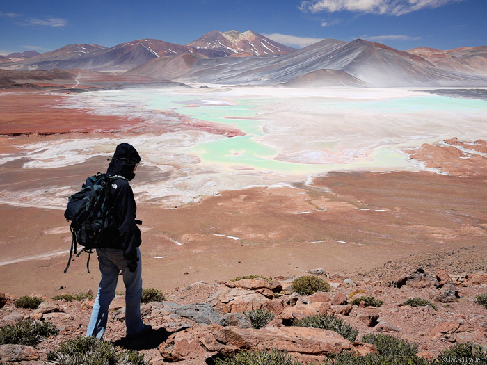 Hiking above Laguna Aguas Calientes, Atacama, Chile