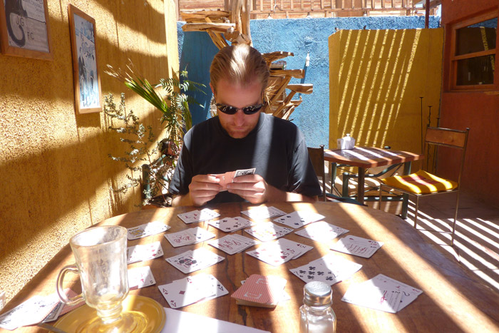 Playing cards in San Pedro de Atacama, Chile