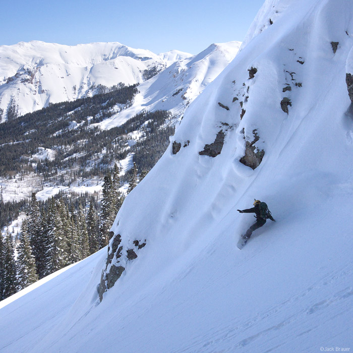 Backcountry snowboarding in the San Juans, Colorado