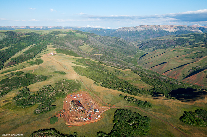 Aerial view of gas development on Riley Ridge, southern Wyoming Range