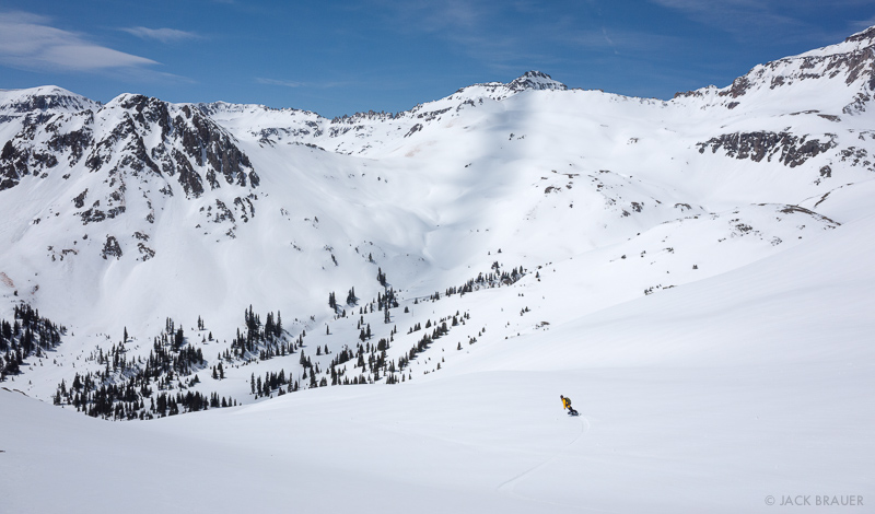 Backcountry snowboarding in the San Juans, Colorado