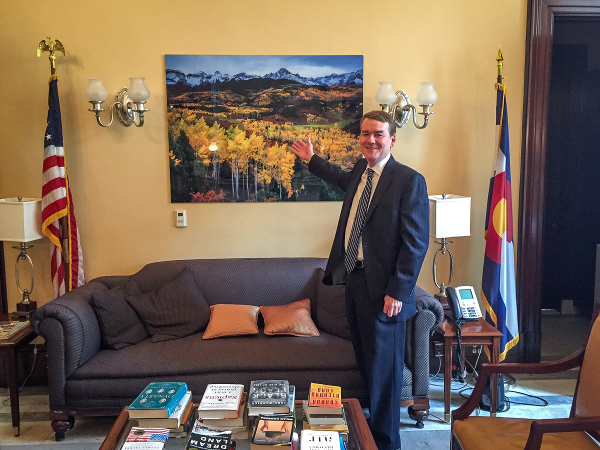 Sneffels Range Autumn print in Senator Bennet's DC office