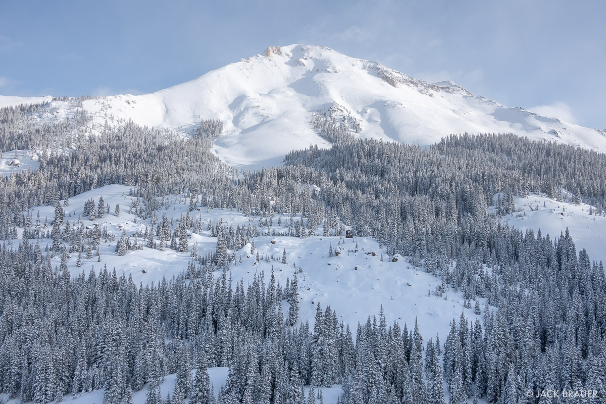 Red Mountain caked in December snow.